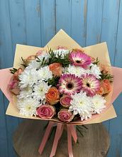 Букет цветов из:  Розы, Герберы и Хризантемы в Смирновке