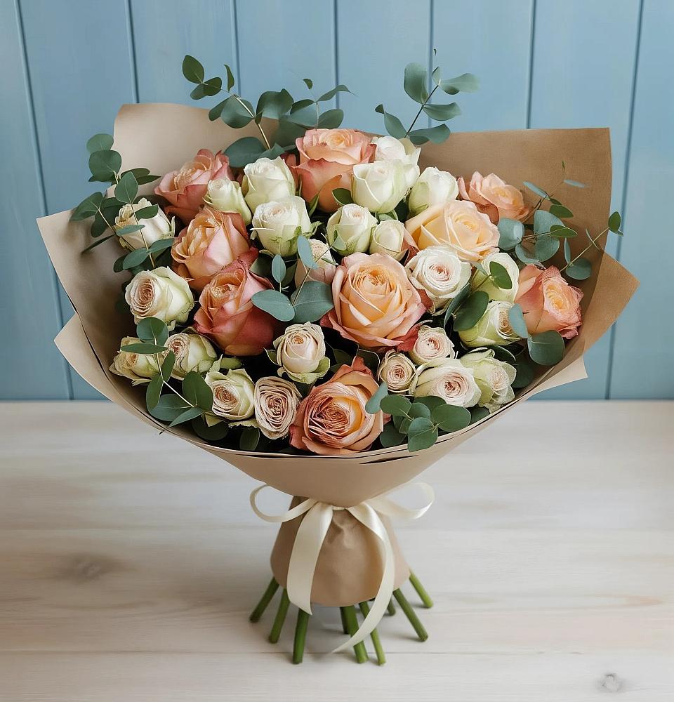 Букет цветов из: Альстромерии и Розы в Смирновке