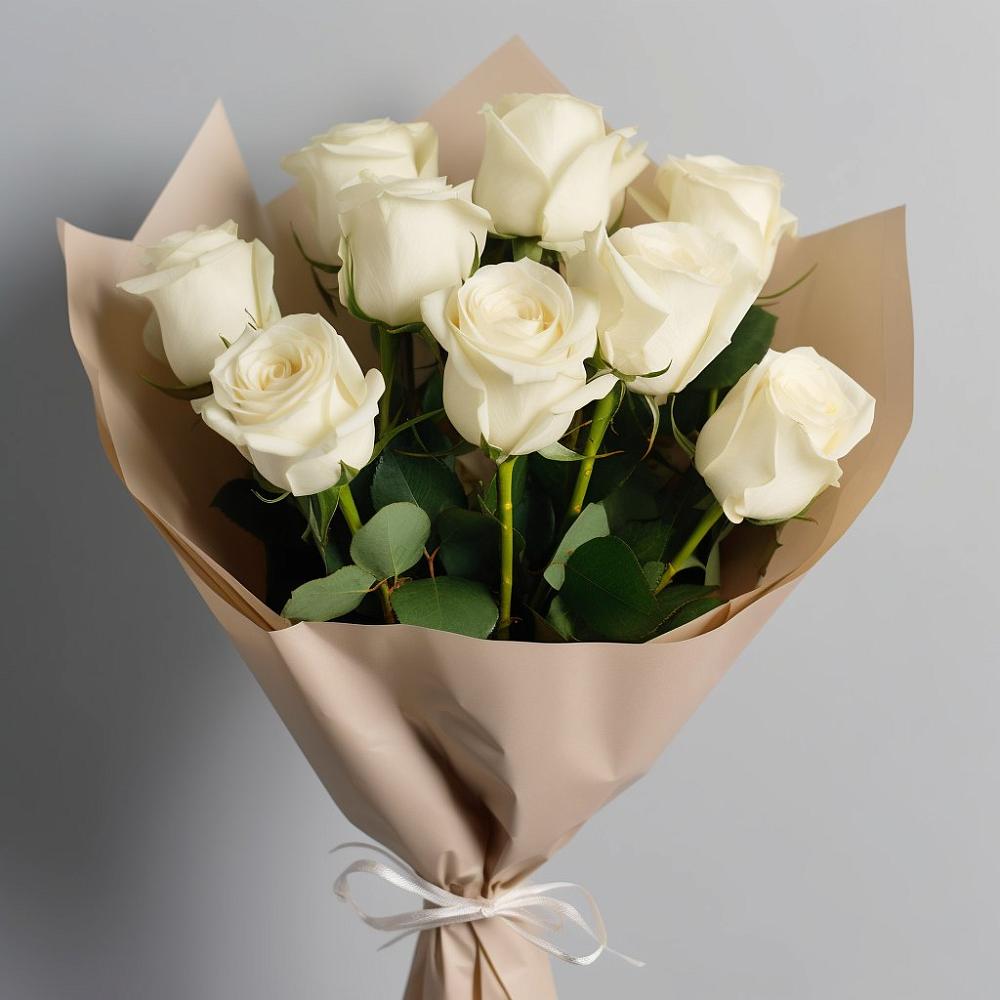 Букет 9 Белых роз Эдлесс Лав в Смирновке