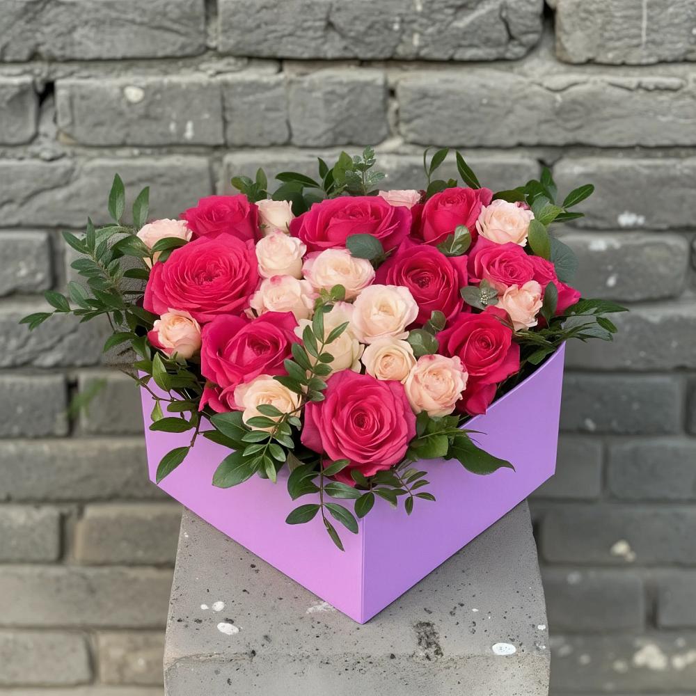 Цветочная композиция из Розы в коробке в Смирновке
