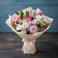 Букет цветов из:  Хризантемы, Альстромерии и Розы в Смирновке