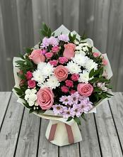 Букет цветов из:  Альстромерии, Гвоздики, Розы и Хризантемы в Смирновке