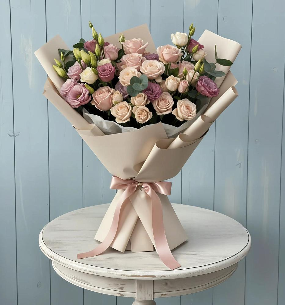 Букет цветов из: Розы и Лизиантусы в Смирновке