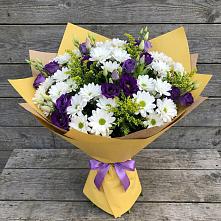 Букет цветов из:  Ирисы, Хризантемы и Ромашки #REPLACE_PRED# Смирновке