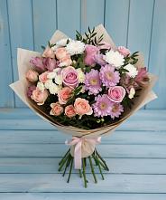 Букет цветов из:  Хризантемы, Розы и Альстромерии в Смирновке