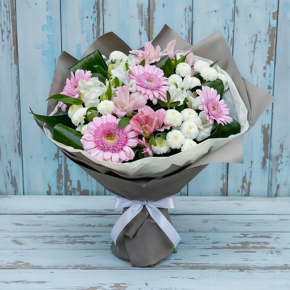Букет цветов из: Герберы, Альстромерии и Хризантемы в Смирновке