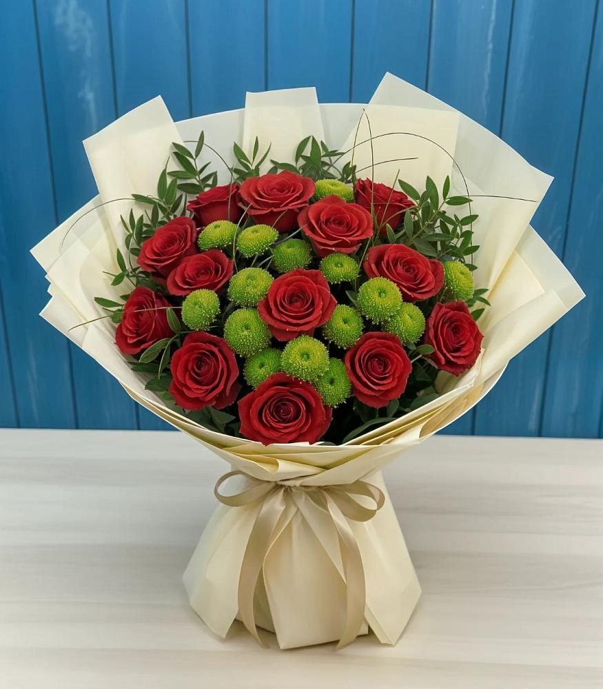 Букет цветов из: Розы и Хризантемы в Смирновке