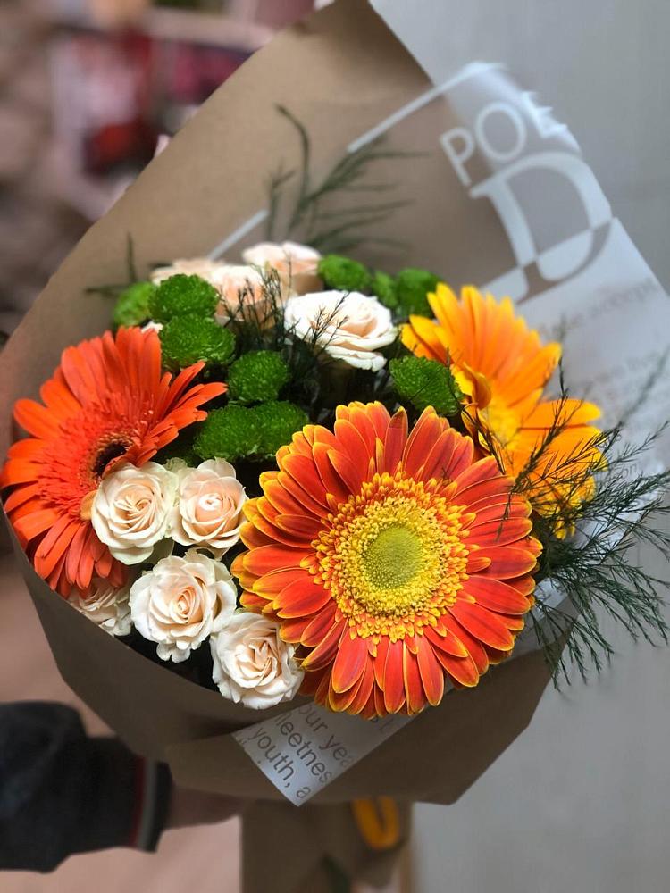 Букет цветов из: Герберы, Хризантемы и Розы в Смирновке