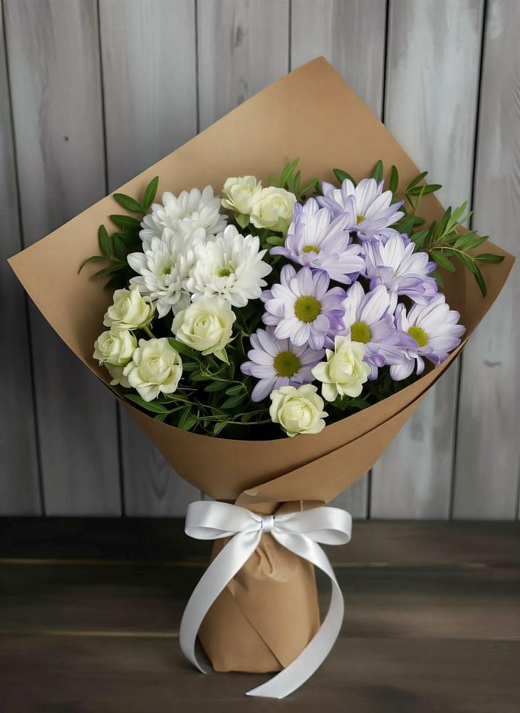 Букет цветов из: Хризантемы и Розы в Смирновке